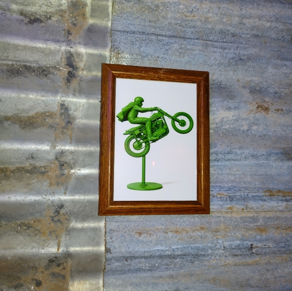 Other - Evel Knievel Harley Davidson Plastic Army Man Framed Art Print By Neon Nicho